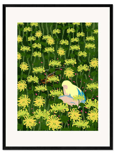 Plakat artystyczny premium w ramie Sleeping on Chrysanthemums