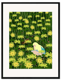 Plakat artystyczny premium w ramie Sleeping on Chrysanthemums