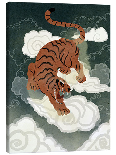 Leinwandbild Tigerin auf Wolken