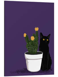 Tableau en aluminium Black Cat and Cactus