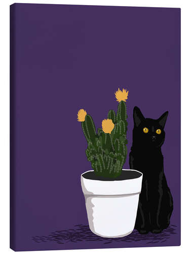 Lerretsbilde Black Cat and Cactus
