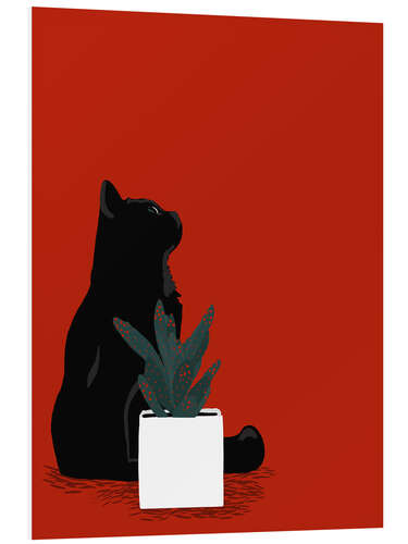 Tableau en PVC Black Cat and red spotted Cactus