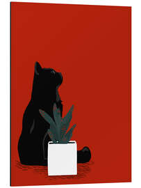 Magnettafel Schwarze Katze und gepunkteter Kaktus