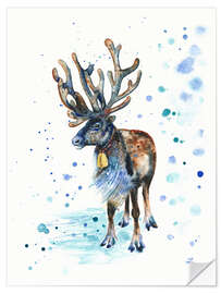 Selvklebende plakat Reindeer with a bell