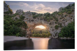 Acrylglasbild Sonnenuntergang am Pont d’Arc