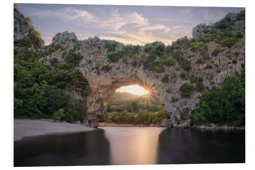 Foam board print Sunset at the Pont d'Arc