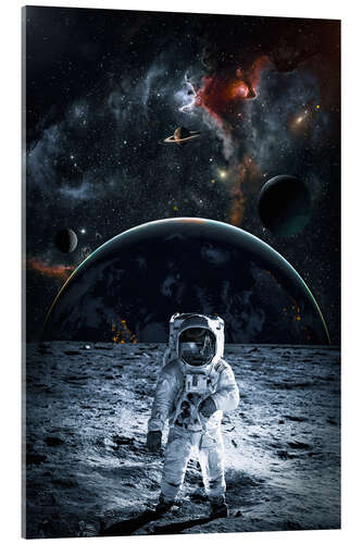 Cuadro de metacrilato Astronauta caminando sobre la luna