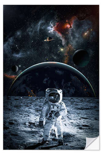 Naklejka na ścianę Astronaut walking on the moon