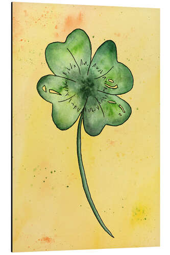 Aluminiumsbilde Lucky Clover on Yellow