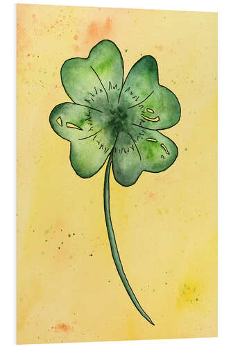 Quadro em PVC Lucky Clover on Yellow