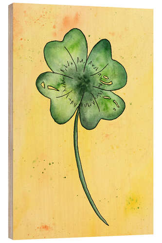 Stampa su legno Lucky Clover on Yellow