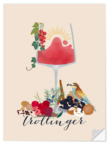 Naklejka na ścianę Trollinger Wine and bird