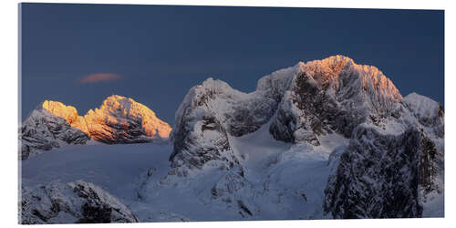 Acrylglasbild Alpenglühen am Dachstein