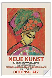 Selvklebende plakat Young Girl in a Flowered Hat, Munich Art Exhibition