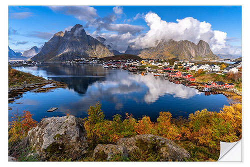 Selvklebende plakat Autumn in Lofoten