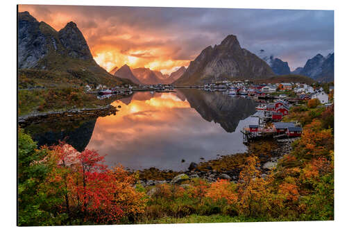 Tableau en aluminium Sunset in Reine in Lofoten