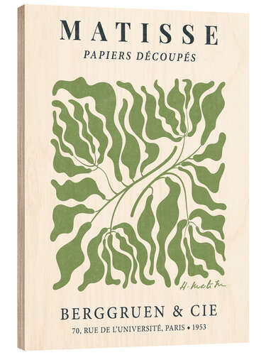 Wood print Henri Matisse Floral Abstract, Green