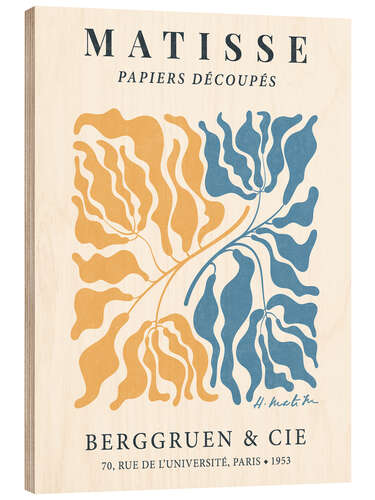 Wood print Henri Matisse Floral Abstract, Yellow-Blue