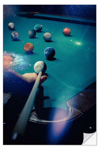 Naklejka na ścianę Billiards game with the planets of the solar system
