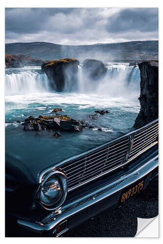 Wall sticker Classic Car Meets Wild Natural Waterfall