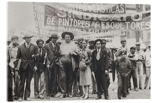 Akryylilasitaulu Diego Rivera and Frida Kahlo, May Day Parade, Mexico City, 1929