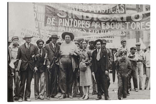 Cuadro de aluminio Diego Rivera and Frida Kahlo, May Day Parade, Mexico City, 1929