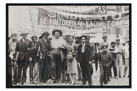 Gerahmter Kunstdruck Diego Rivera und Frida Kahlo, May Day Parade, Mexico City, 1929