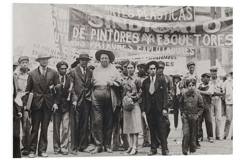 Foam board print Diego Rivera and Frida Kahlo, May Day Parade, Mexico City, 1929