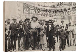 Holzbild Diego Rivera und Frida Kahlo, May Day Parade, Mexico City, 1929