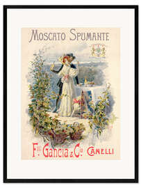 Gerahmter Kunstdruck Werbeplakat für Moscato Sekt, 1896