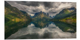 Foam board print Dramatic Mountain Panorama With Water Reflection, Norway