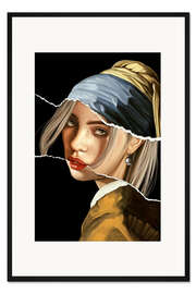 Gerahmter Kunstdruck Billie Eilish mit dem Perlenohrring