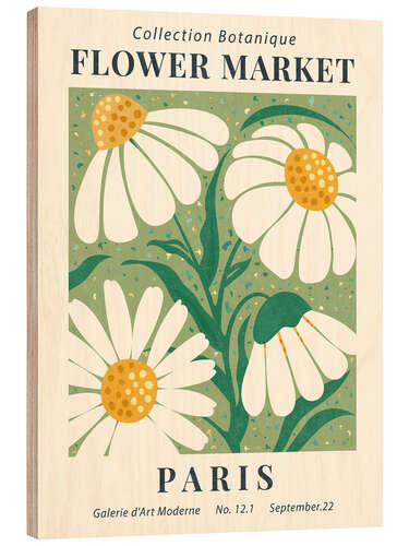 Tableau en bois Flower Market, Paris, Chamomile