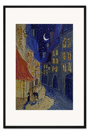 Gerahmter Kunstdruck Straßenkatzen bei Mondschein