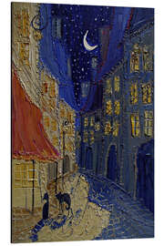 Magnettafel Straßenkatzen bei Mondschein