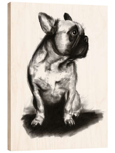 Hout print Woof - French Bulldog Portrait