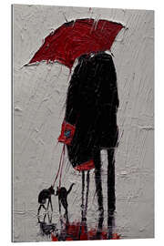 Gallery print Couple with Dogs Walking in the Rain