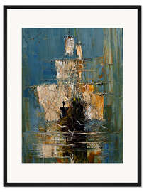 Gerahmter Kunstdruck Segelschiff im Nebel