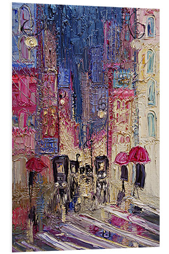 Print på skumplade Mediterranean Street Scene in the Evening