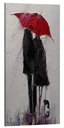 Cuadro de aluminio Walk with a Red Umbrella