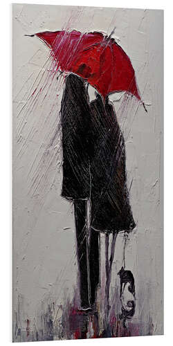 Foam board print Walk with a Red Umbrella