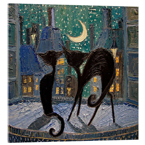 Acrylglas print Parisian City Cats at the Window