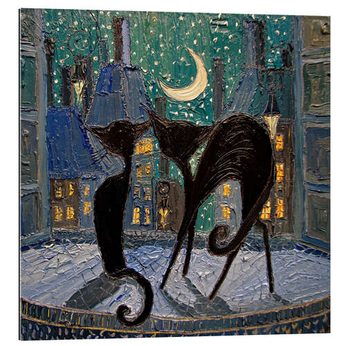 Gallery print Parisian City Cats at the Window