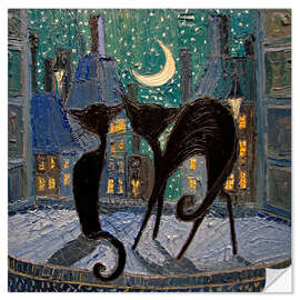 Wall sticker Parisian City Cats at the Window
