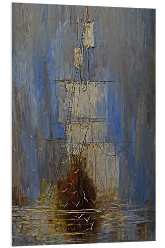 Stampa su PVC Mystical Sailing Ship in the Mist