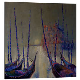 Magnettafel Silberner Abend über venezianischen Gondeln