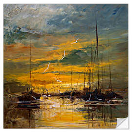 Sisustustarra Fishing Boats in a Golden Sunset