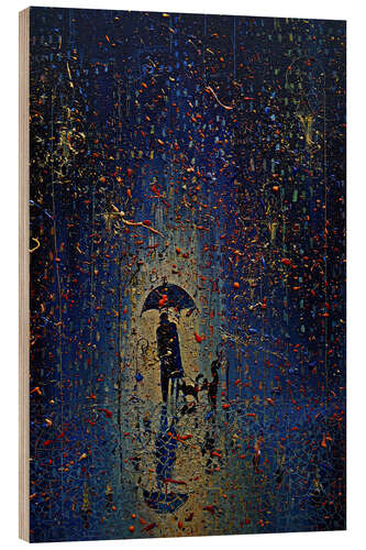 Holzbild Blauer Regen