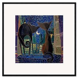 Plakat artystyczny premium w ramie Two Cats at the Window