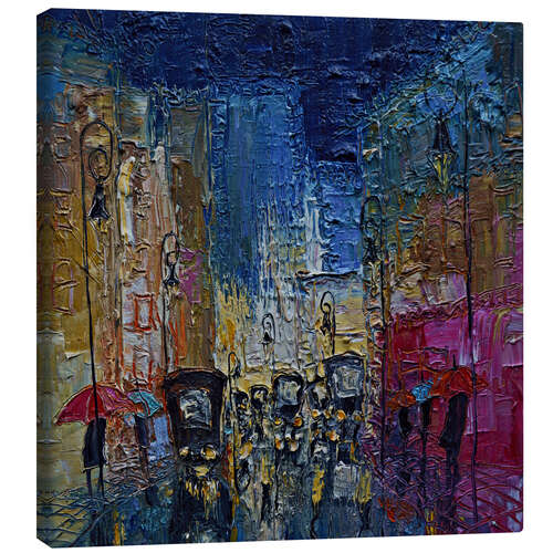 Canvas-taulu Colorful Street Scene in the Evening